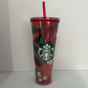 Starbucks Festive Red and Green Tumbler Cup with Straw Christmas
